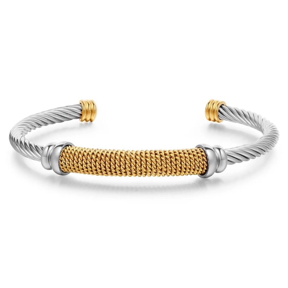 Silver Gold Cable Bangle